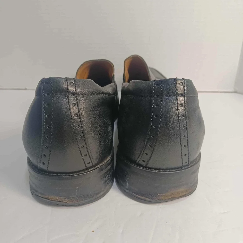Johnston‎ & Murphy Mens 10.5 Black Leather Slip On Loafers Dress Shoes